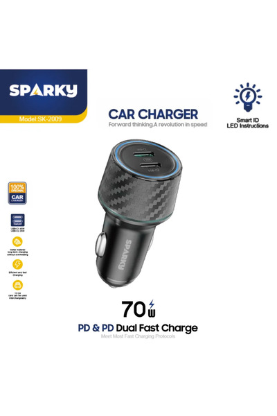 SPARKY شاحن سيارة مخرجين سريع+عادي 70 وات SK-2009