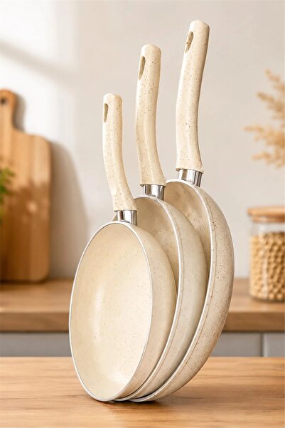 btpeak Çetcook 3-Piece Pan Set 20-24-26 cm Cream