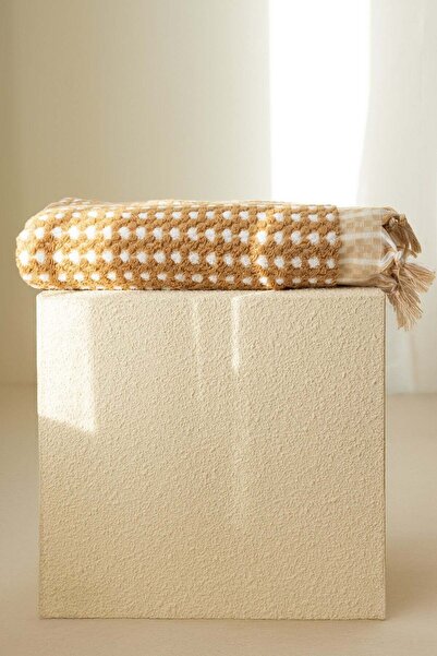 vivamaison Ponpon Towel Chickpea Woven 90X170 Bath Towel Mustard