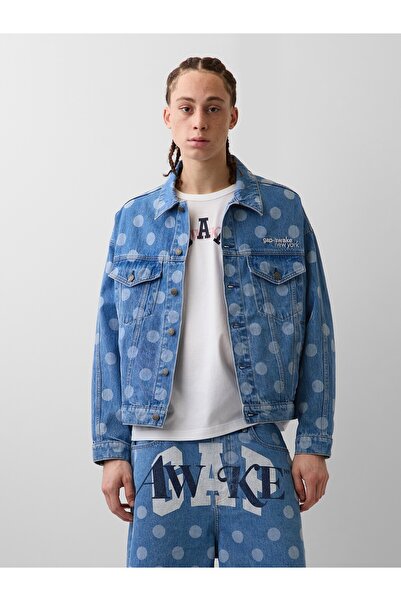 GAP Erkek Açık Mavi × Awake NY Oversized Dotted Icon Denim Ceket