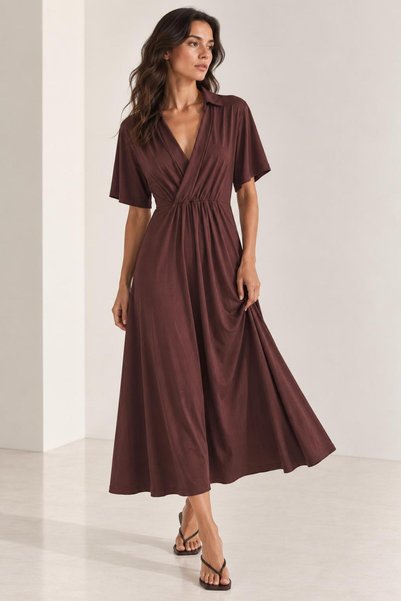 ALEXANDERGARDI Polo Collar Double Breasted Midi Dress