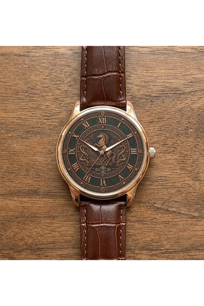 DUTCH STORE Men's Wristwatch - Classic Roman Numerals with Dark Green Dial, R...