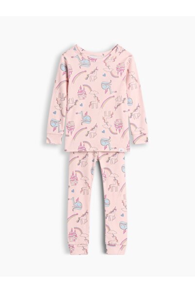 GAP Bebek Pembe Organik Brushed Pamuk Unicorn Grafik Baskılı Pijama Takımı