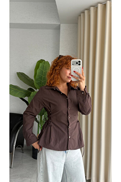 Bak'ap Premium Trend Waist Corset Detailed Poplin Shirt
