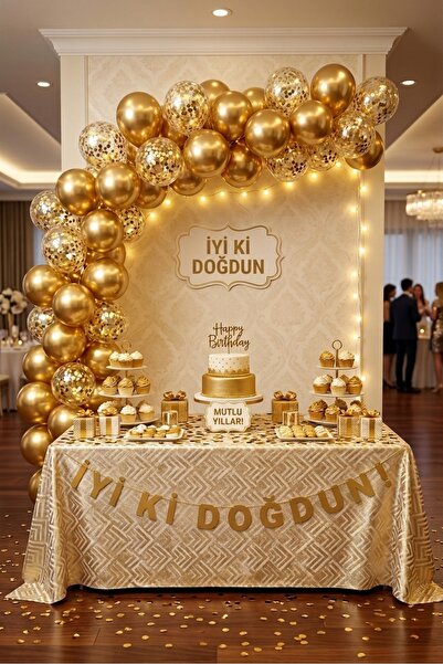 Onay Store 40 Metallic Gold Balloons and Transparent Balloons with Gold Confe...