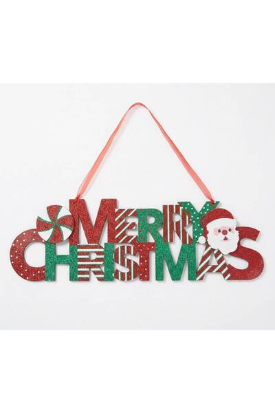 OEM Festive Hanging Christmas Decoration "Merry Christmas" with Glittery, San...