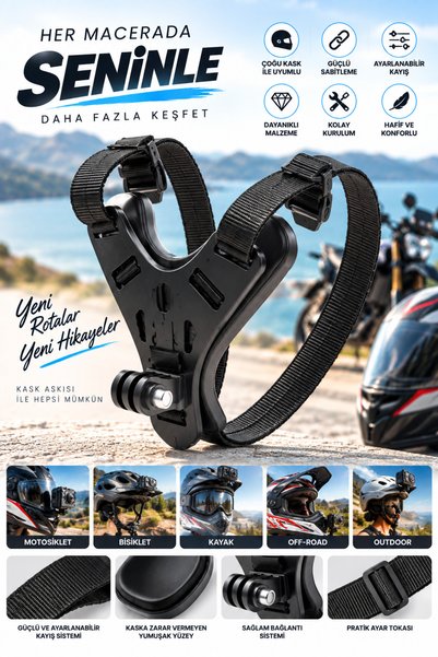 TECHNOMEN Su Geçirmez 4K Aksiyon Kamera + Motosiklet Intercom Seti – Kask Askısı Hediyeli 2+1 Motosiklet Yolculuk Seti