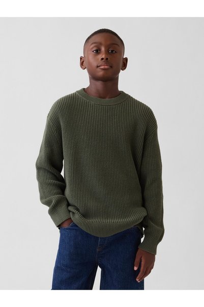 GAP Erkek Çocuk Haki %100 Pamuk Relaxed Shaker Kazak