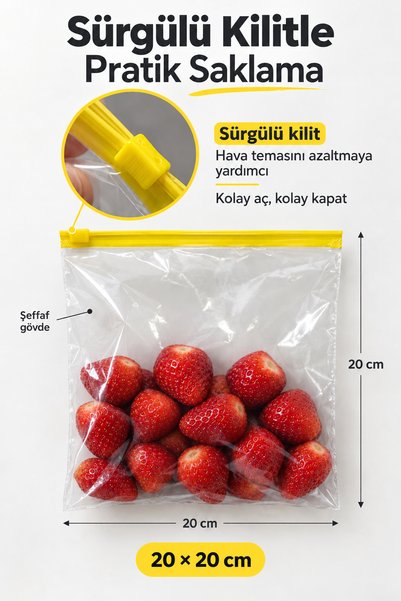 Meleni Home 10 Pieces 20X20Cm Refrigerator Bags - Freezer Organizer with Zipper, Deep Freezer Icebox Organizer
