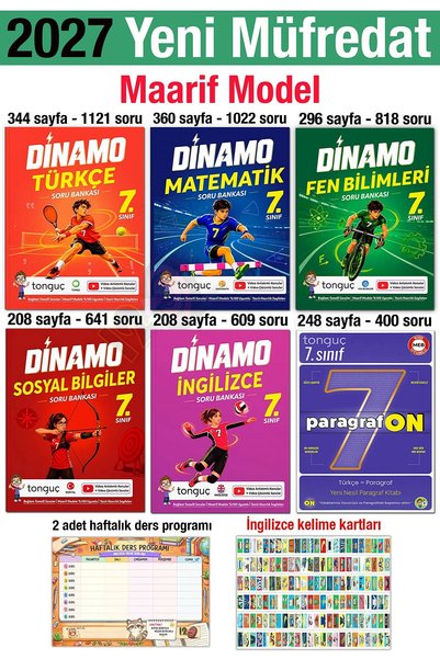Tonguç Yayınları 7. Sınıf 2027 Dinamo Set Türkçe Matematik Fen İngilizce Sosy...