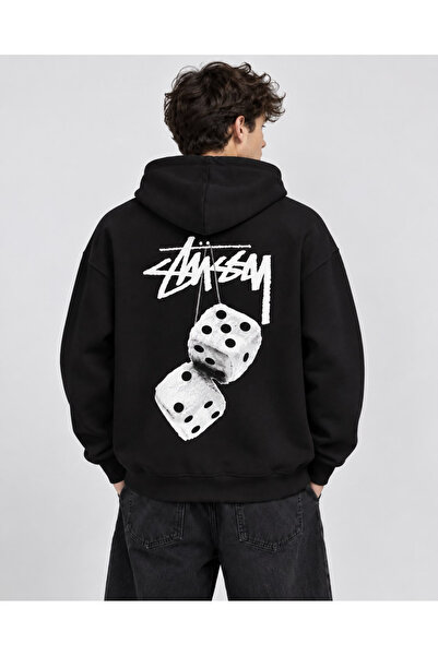 HAI COLLECTİON Unisex 3 Threaded Dice Graphic Φούτερ με στάμπα στην πλάτη – Φ...