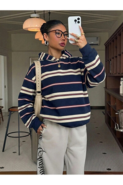 Toum Urban Edge 3 Thread Digital Printed Striped Hoodie Sweatshirt