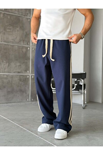 FO4RBS Straw Stripe Design Baggy Tracksuit W Navy Blue