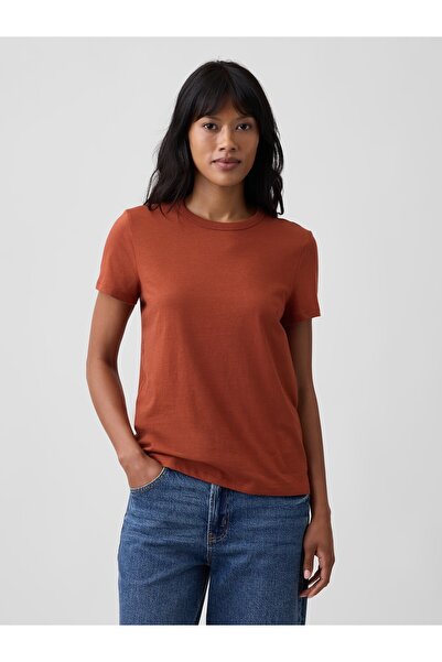 GAP Kadın Turuncu Favorite Bisiklet Yaka T-Shirt