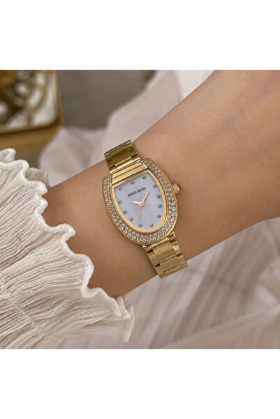 Black Moon Women's Watch with Gold Color Silver Dial