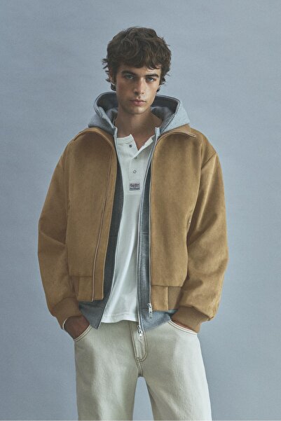 Pull & Bear Suni süet bomber ceket