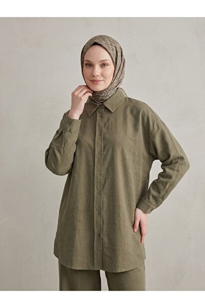 Foremia Kraşlı Kupra Trouser Suit-Khaki