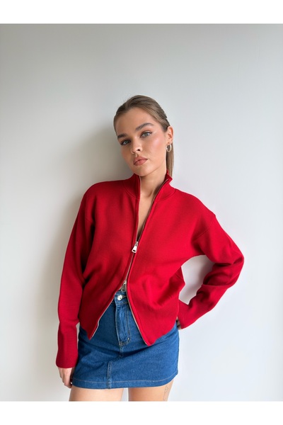KENZA'A TRİKO Double Zipper Turtleneck Cardigan