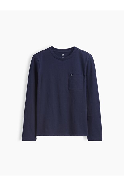 GAP Erkek Çocuk Lacivert Logo Cepli T-Shirt