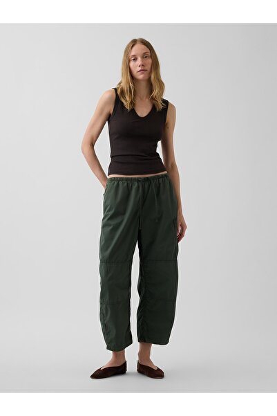 GAP Kadın Haki Mid Rise Twill Easy Barrel Utility Pantolon