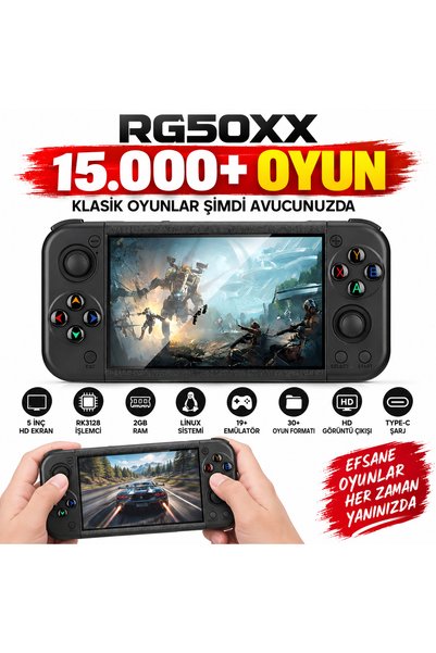 BRAVİON 15.000+ Oyunlu Retro El Oyun Konsolu – 5 İnç HD Ekran, Çift Joystick,...
