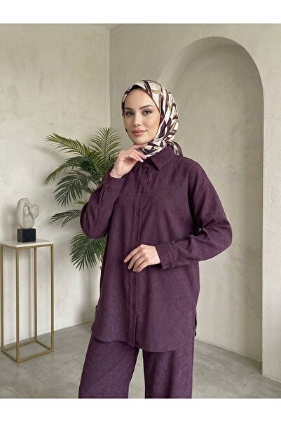 Foremia Kraşlı Kupra Trouser Suit-Burgundy