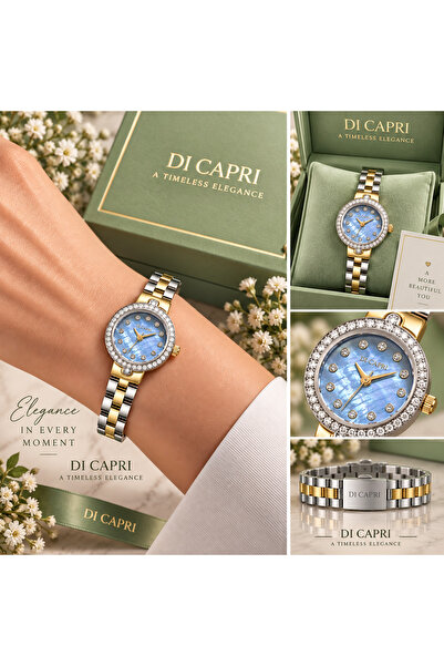 Generic Brand ساعة DI CAPRI النسائية ثنائية اللون بمينا أزرق لؤلؤي LOOSTER TIME