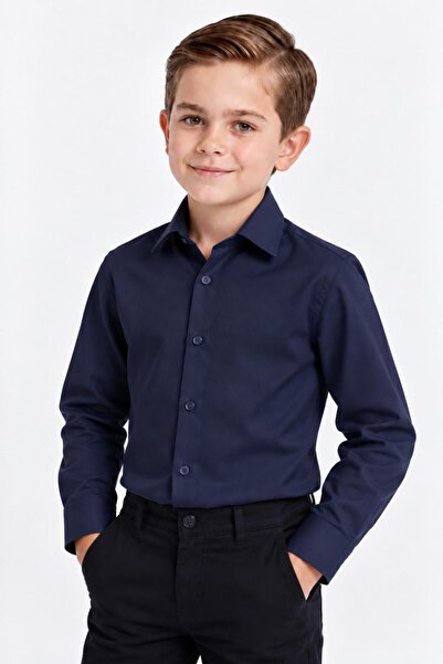 Merdia Kids Boy's Long Sleeve White Shirt