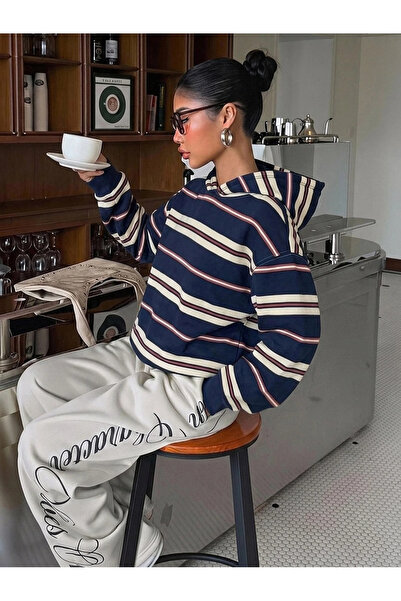 Toum Urban Edge 3 Thread Digital Printed Striped Hoodie Sweatshirt