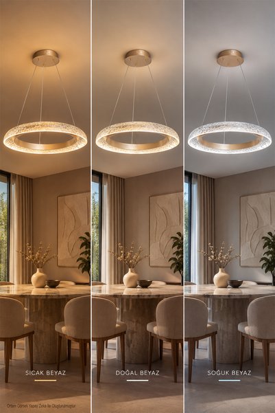 Modelight Mirena Eskitme Led Avize -Modern Kristal Cam Efektli Salon ve Oturma Odası Avizesi
