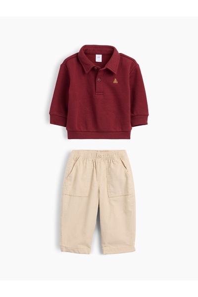 GAP Bebek Bordo VintageSoft Polo Outfit Set