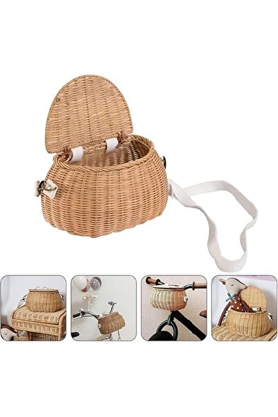 SYOSI Children's Wicker Small Backpack, Handmade Rattan Children Bicycle Bask...