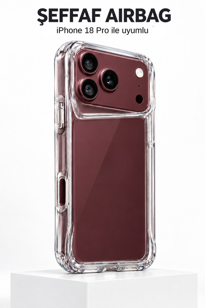 Evax [Airbag] iPhone 18 Pro Uyumlu AirBag Köşe Korumalı Arkası Sert Kenarları...