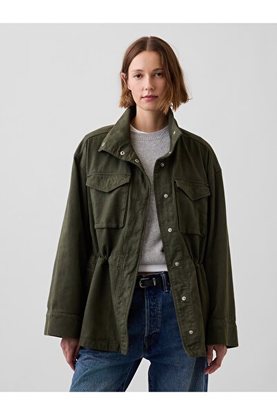 GAP Kadın Haki Oversized Utility Swing Ceket