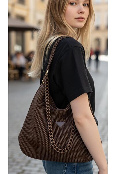 DUYGUSHOESBAG حقيبة نسائية مستوردة من الجلد المجعد مع سلسلة إكسسوارات 27399
