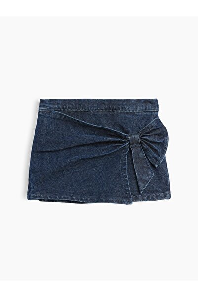 GAP Kız Bebek Mavi Denim Fiyonk Şort Etek