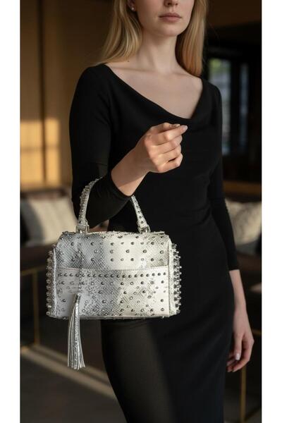 DUYGUSHOESBAG حقيبة يد نسائية مستوردة من جلد الثعبان المُرصَّع، قصيرة ومزودة ...