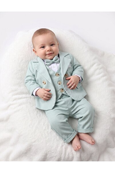 MiniKids Costumas elegant Petru, cu verde