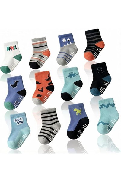 Duomama 12 Pairs Soft Stretchy Cotton Casual Socks, Pattern Non Slip Daily We...