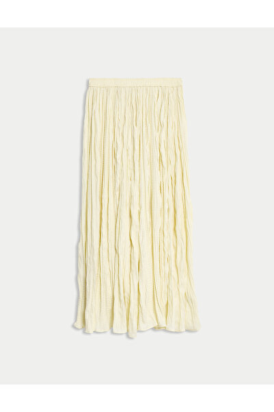 Marks & Spencer Dokulu Pileli Midi Etek