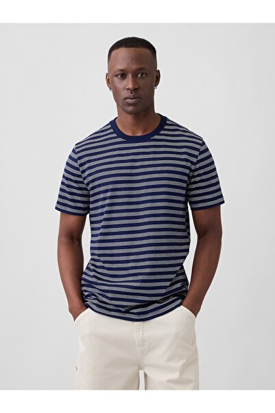 GAP Erkek Lacivert Relaxed Bisiklet Yaka T-Shirt