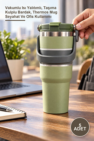 Yenilig 5 Pieces 700 ml Stainless Steel Thermos Mug – Vacuum Insulated, Cup w...
