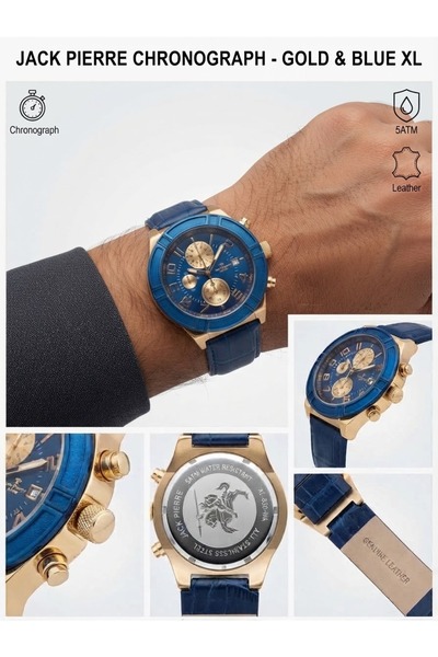 JACK PIERRE Chronograph and Blue XL Men's Wristwatch (Model Xl-830-Na)