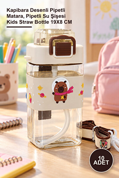 Yenilig 10 Pieces of Children's Water Bottles – Capybara Patterned Water Bott...