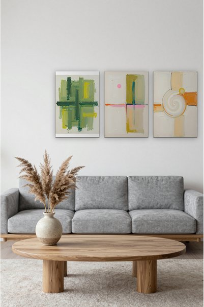 ZURİ DESİGN Set de 3 tablouri din MDF cu imprimare UV, cu aspect de pictură î...