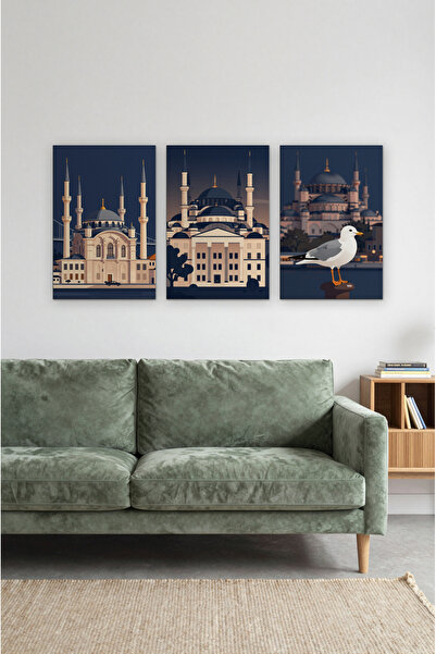 ZURİ DESİGN Set od 3 neuramljene MDF zidne slike sa motivom moreškog mosta Or...