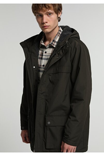 Colin's Regular Fit Hooded Zippered Lined Men's Green Coat