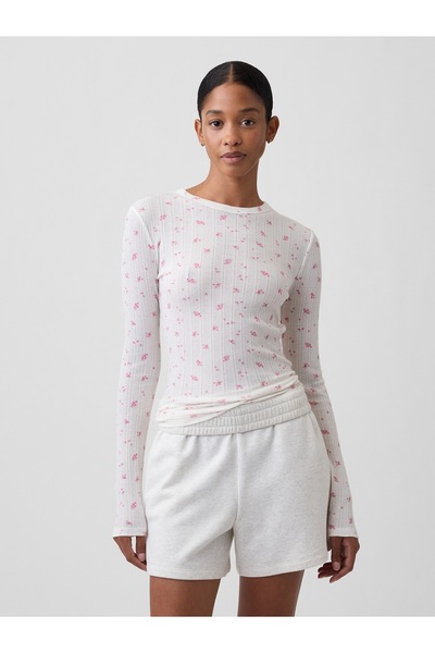 GAP Kadın Açık Pembe Essential Fitiili Pointelle T-Shirt