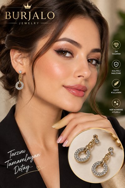 Burjalo C Model Zircon Stone Gold Color Women's Bijouterie Earrings 130717