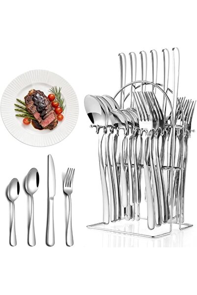 Goodern 24 Pieces Silverware Set with Holding Stand,Stainless Steel Tableware...